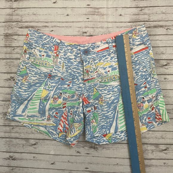 Lilly Pulitzer CALLAHAN Shorts GET NAUTI BLUE Nautical Sailboats Boats Size 0 - Picture 3 of 8